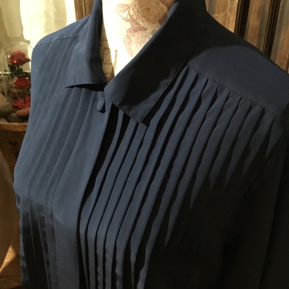 Navy Blue Business Blouse - Picture 2 of 3